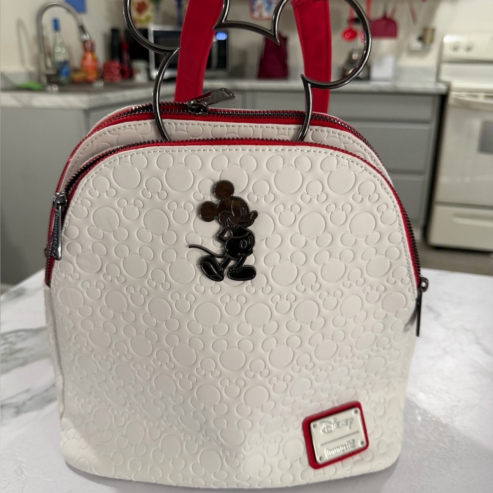 Disney White & Red Mickey Studded Mini Backpack
